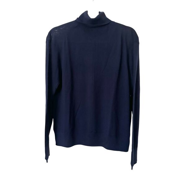 SAINT ART Carla Merino Wool Turtleneck Sweater Navy Blue Medium - Picture 2 of 5